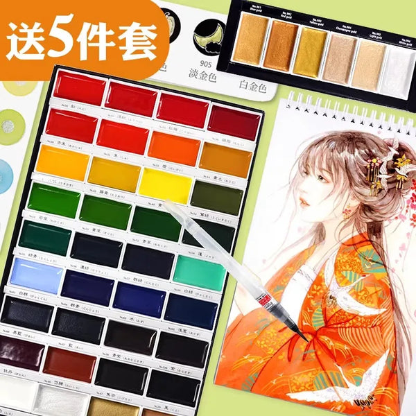 AOOKMIYA 2024 ZIG Kuretake Solid Watercolor Paint Set  Watercolors Field Sketch Set for Painting Supplies 12/18/24/36/48 Colors  AOOKMIYA.COM