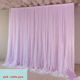 3X6M Wedding Background Decoration Veil White Bilayer Yarn Curtain With Artificial Flower For Birthday Valentine's Day Party DIY