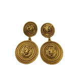 Vintage Lion King Head Earrings Gold Plated Silver needle exaggerated elegant high touch jewelry ear clips