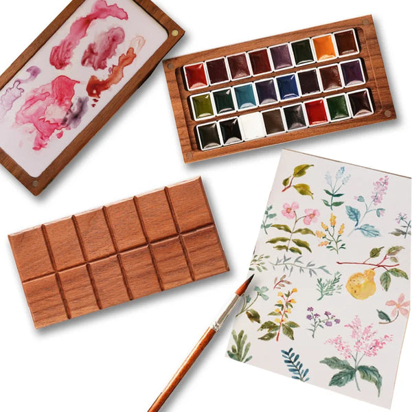 AOOKMIYA 24color Watercolor Paint with Palette Rich Colors Easy To Smudge Outdoor Sketching Professional Painting Manicure Design Gift  AOOKMIYA.COM