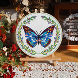 AOOKMIYA Butterfly Broidery Kit with flower Embroidery Kit for Beginners Needles Enough Embroidery Thread