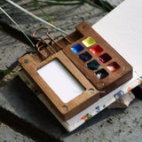 AOOKMIYA 8 Color Mini Walnut Watercolor Paint Box Set Artist Professional Watercolor Travel Portable Paint Tray Art Painting Supplies