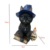 Adorable Witch Cat Figurine for Halloween Home Decoration or Gift Resin Witch Kitten Figurine