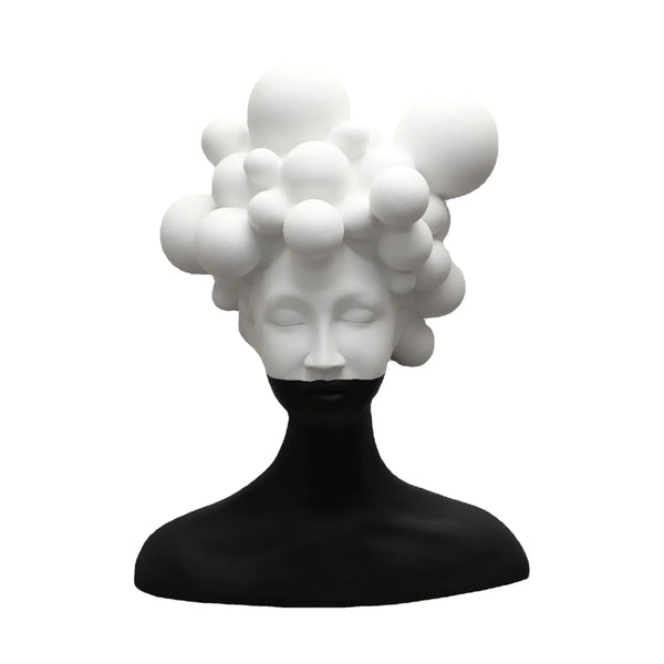 Abstract Figure Sculpture Resin Handicraft Ornaments Black and White Mosaic Woman Figurine Human Head Statue Home Decoration