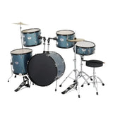 MCH Full Size Adult Drum Set 5Piece Black with Bass Drum two Tom Drum Snare Drum Floor Tom 16 Ride Cymbal 14 Hihat Cymbals Stoo
