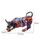Wall Street Bull Animal Resin Sculpture Crafts Ornaments, Modern Home Living Room TV Cabinet Office Desktop Decoration Gift