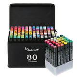 AOOKMIYA 168 Color Double Head Alcohol Oily Marker Double Black Bag Set Base Student Animation Clothing Design Brush Art Stationery