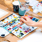 Empty Watercolor Palette Metal Watercolor Tin with 14pcs Half Pans Paint Case with Lid Paint Box for Travel Gouache Oil Painting