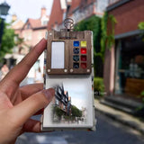 AOOKMIYA 8 Color Mini Walnut Watercolor Paint Box Set Artist Professional Watercolor Travel Portable Paint Tray Art Painting Supplies