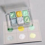Portable 6 Colors 1ML Handmade Solid Pearlescent Watercolor Pigment Metallic Glitter Manicure Painted Nail Art Supplies