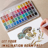 AOOKMIYA Metallic Watercolor Paint Set with 60 Colors Sparkle Pearlescent Solid Paint,6pcs Brush for Painting,Writing,Card for Artists