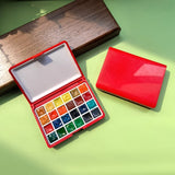 AOOKMIYA Empty Watercolor Palette Portable Watercolor Paint Box 12/24 Grid Red Student Travel Painting Paint Tray Art Supplies