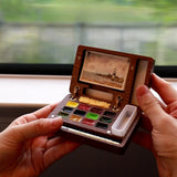 AOOKMIYA Empty Portable Watercolor Palette Set Walnut Magnetic Paint Box Travel Painting Sketching Portable Paint Tray Art Supplies