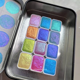 AOOKMIYA 12 Colors 1ML Shiny Pearlescent Pigment Solid Watercolor Pigment Painting Calligraphy Nail Art Glitter Watercolor Art Supplies