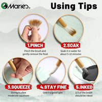 AOOKMIYA Marie's 3pcs Wool Sumi Chinese Calligraphy Brushes with 1.14/1.3/1.57-inches Length to Small Regular Script,Painting, Drawing