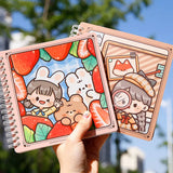 Square Handbook Sub-Grid Coil Notebook Memorial Book Planner Diary Elementary School Student Gift