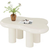 39.3" White Cloud Coffee Table, Modern Irregular Center Tea Table with 4 Legs for Living Room (White, 39.3 inch)