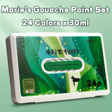 AOOKMIYA Marie's Gouache Paint Set Jelly Cup 24 Colors 30ml/Cup with Portable Case,,Rich Pigment for Canvas,Painting,Watercolor Papers