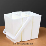 Square Pencil Wash Bucket Plastic Drawing Pencil Wash Bucket Desktop Stationery Organizer Portable Outdoor Sketch Pencil Washers