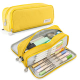 Large Capacity Pencil Case 3 Compartment Pouch Pen Storage Bag Double Side Opening Student Stationery Organizer School Supplies