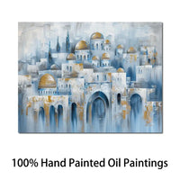 AOOKMIYA ART+ Creative Gifts Large Jewish Kotel Canvas Art Hand Painted Textured Oil Painting Abstract Jerusalem Landscape Artwork for Family Room Decor Gift