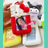 Kawaii Cartoon Anime My Melody Kuromi Plush Card Holder Cute 3-inch Hello Kitty Cinnamoroll Backpack Pendant Keychain Girl Gifts