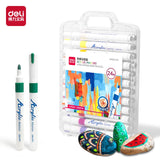 AOOKMIYA Deli 12/24/36 Colors Paint Markers Waterproof Quick Drying Acrylic Marker Pens for Wood Rock Canvas Cups Birthday Gifts