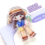 Flash Girl Series Acrylic Thickened Handbook Folder Cartoon Sticky Notes Test Papers Classification Folder Snack Sealing Folder