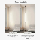 Italian design bedroom headboard LED floor lamp acrylic long line lamp modern black hotel living room decorative LED floor lamp