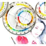 AOOKMIYA French Pebeo Solid Watercolor Paint 12/24 Colors Tin Box Set Comes with Palette Artist Travel Portable Painting Art Supplies