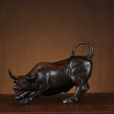 12cm Brass Ox Wall Street Bull Figurine Charging Stock Market Bull Statue Feng Shui Sculpture Home Office Decoration Gift