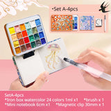 AOOKMIYA Solid Pearlescent Watercolor Paint Set 24 Colors 1ML Chinese Style Glitter Nail Art Watercolor Art Supplies for Artist