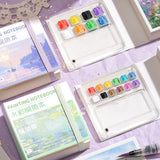 AOOKMIYA Portable Empty Acrylic Watercolor Palette Watercolor Book Set 8/12 Grid Paint Tray Art Student Travel Painting Art Supplies