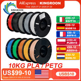 KINGROON 22LBS PETG or PLA filament 3D Printer Filament 10 Rolls 1KG 1.75MM Eco-Friendly Good Toughness Mix Color Free Shipping