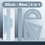 Deli 4pcs Metal Ruler for School Kids Measure Drawing Multi-Function Rulers Straight Protractor Triangular Rulers Set