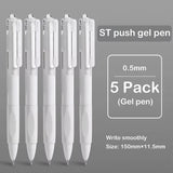 5 Pack Retractable Gel Pens 0.5mm Quick-Drying Black Ink Smooth Writing Ballpoint Pens for School Office and Stationery Supplies