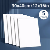 AOOKMIYA Canvas Panels for Painting 5pcs, 7x9/9x12/12x16/16x20in Blank White Boards for Acrylics,Oil,Gouache Tempera,for Hobbists,Adults