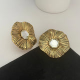 Holiday popular brand retro style jewelry women's large round flowers exaggerated exquisite ear clips popular party accessories