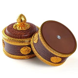 Tibetan Brown Resin Double Layer Jar Food Organizer Tantric Metals Handicraft Buddhist Storage Box Home Desktop Gift Decorative