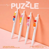 Kawaii Deli Nusign Puzzle Gel Ink Pen 0.5mm Cute Lovely Retractable Ballpiont Pens with Letters Particle Back To School Supplies