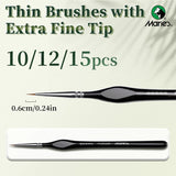AOOKMIYA 10/12/15pcs 00000 Marie's Miniature Paint Brushes, Detail Paintbrushes Set for Acrylic,Number,Figurine,Craft,Models,Rock,