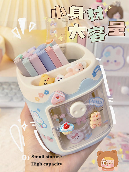 Cute Pig Pen Holder Student Stationery Gift Children Girl Ornaments Desk Storage Box Desk Accessories Large Capacity Pen Holder