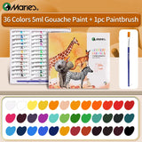 AOOKMIYA 36 Colors Marie's Gouache Paint & 1pc Paintbrush in 5ml/Tube for Paper,Cardboard,Canvas,DIY,Craft for Adult,Artists,Students