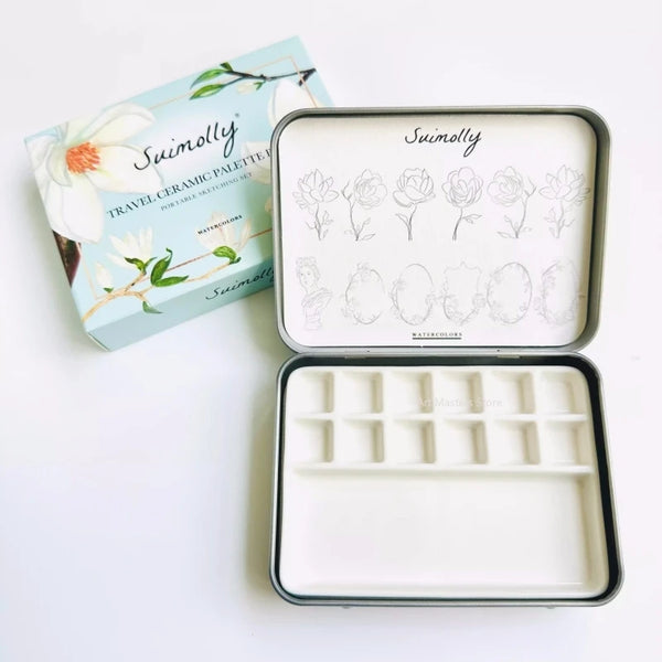 12 Color Travel Ceramic Color Box Compact and Easy To Carry Watercolor Pigment Palette Student Painting Supplies    Palette Box