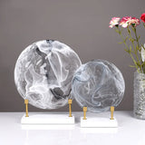 AOOKMIYA Metal Handicraft Geometric Disk Marble Clear Round Cake Glass Craft Decorative Figurines Home Decoration Accessories