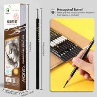 AOOKMIYA 36pcs Marie's Sketch Charcoal Pencils Set for Drawing Carbon Pencils Kit for Students,Artists, for Drawing,Sketching,Shading
