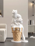 AOOKMIYA ART+ Creative Gifts Home Decor Ice Cream Cat  Statue Floor Decoration Nordic Living Room Creative Large Animal Sculpture Ornaments Housewarming Gift
