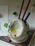 Handmade Pottery Cute Planet Pen Holder Creative Art Tools for Pen Washing, Color Adjustment, and Painting Desktop Ornament