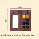 AOOKMIYA Paul Rubens Artist Grade Watercolor 8 Colors Portable Mini Walnut Paint Box Set Student Travel Sketching Art Supplies