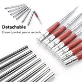AOOKMIYA Portable Stainless Steel Watercolor Brush 5pcs Set Round Head Detachable Pocket Pen Hook Line Travel Painting Art Supplies